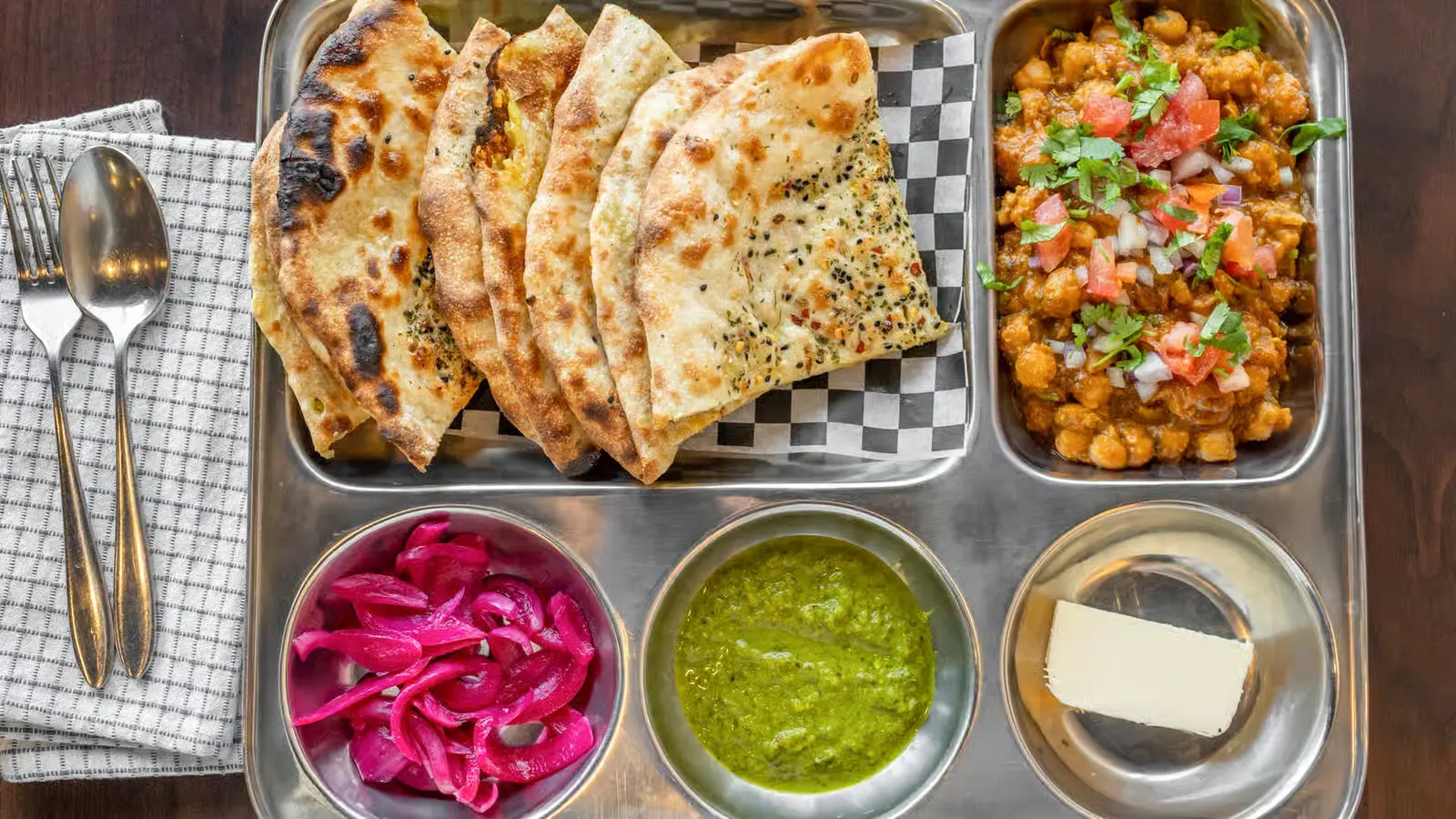 Delicious Amritsari Kulcha served at Zaika of India in Beaumont